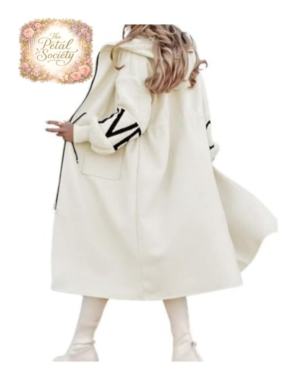 Wool Blend Trench Coat Hooded Zip Up Overcoat with Pockets